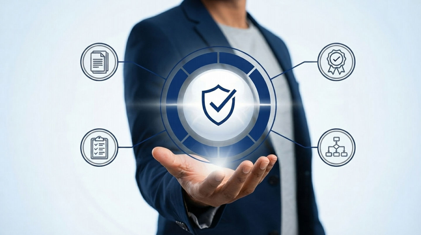Documents officiels eIDAS et certificats de qualification disposés sur un bureau avec tablette affichant la Trust List